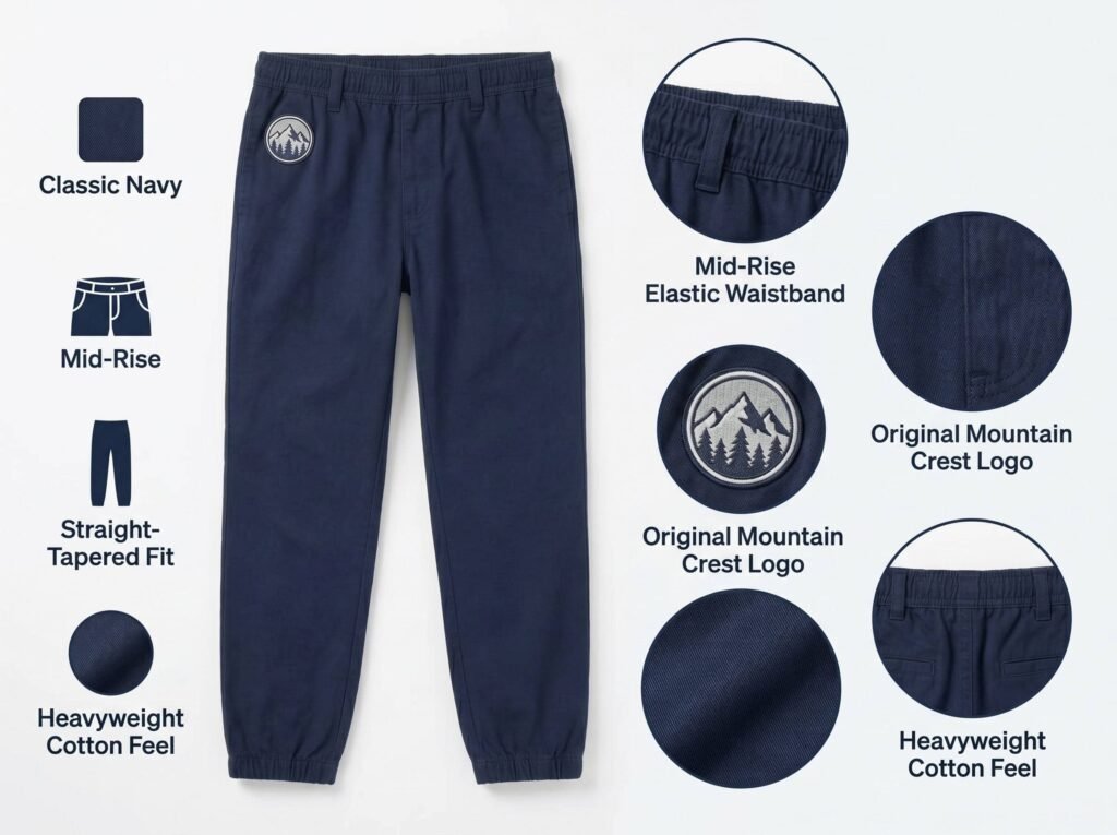 Classic Baseball Pants —Classic Navy Blue — Mid-Rise Straight-Leg Tapered Fit with Heavyweight Cotton Feel