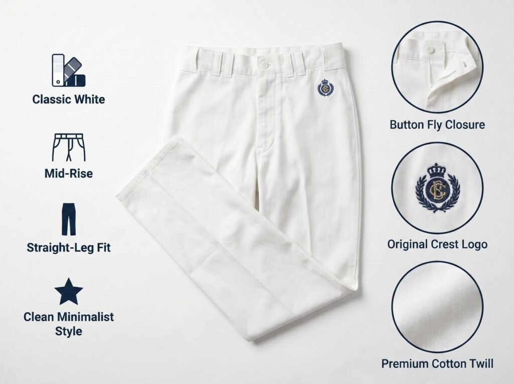 Classic Baseball Pants —Classic White — Mid-Rise Straight-Leg Fit with Button Fly and Minimalist Design