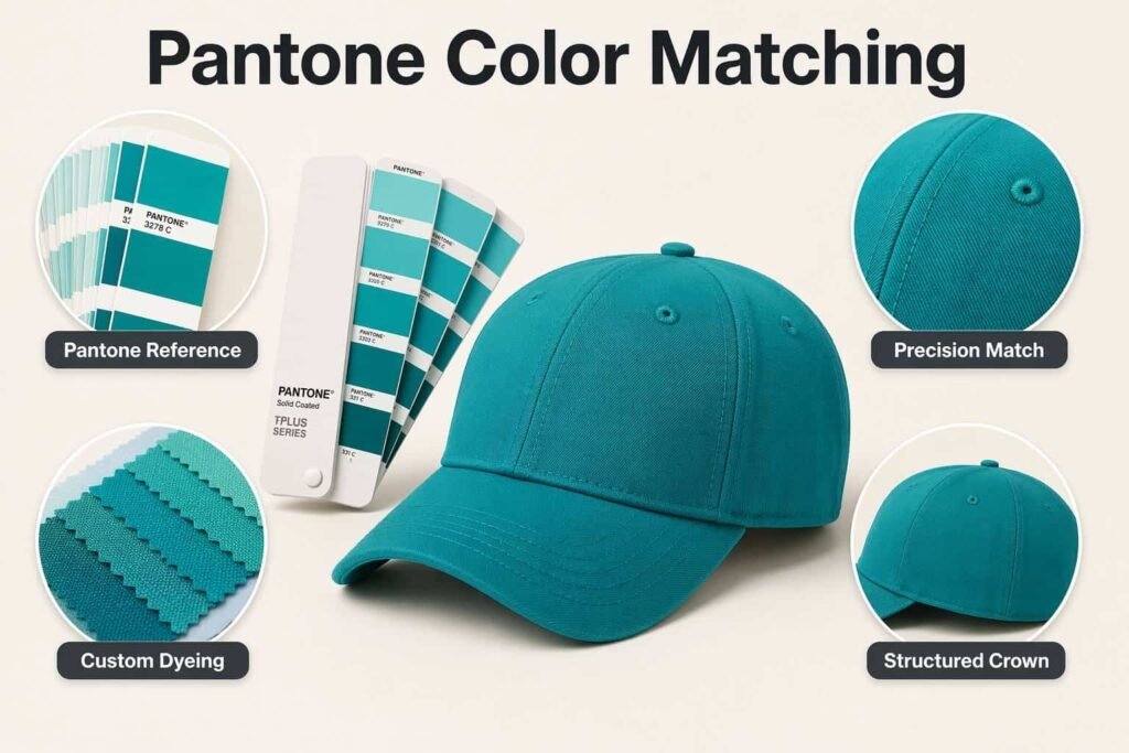 Color Customization— Pantone Color Matching—Pantone Reference、 Precision Match、Custom Dyeing、 Structured Crown