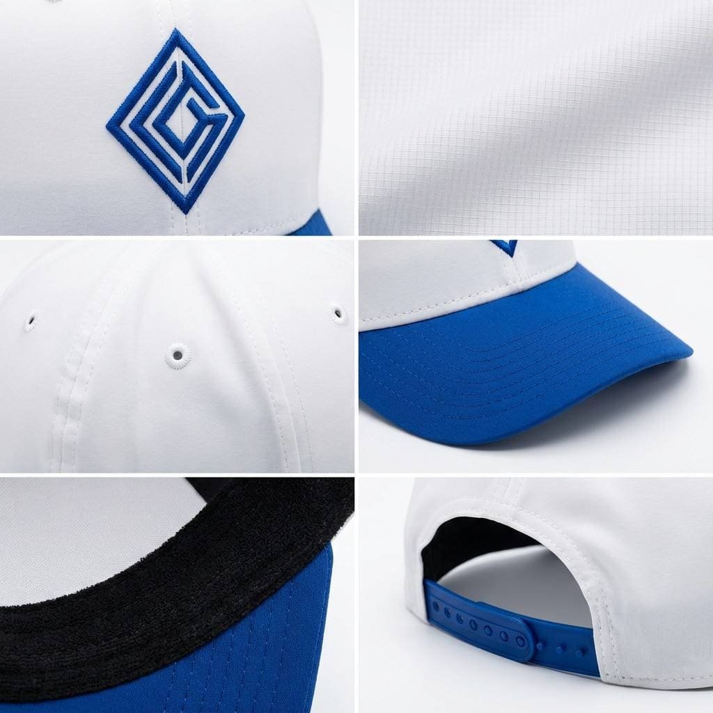 Custom 6-Panel Baseball Cap—Performance Polyester – White polyester quick-drying hat