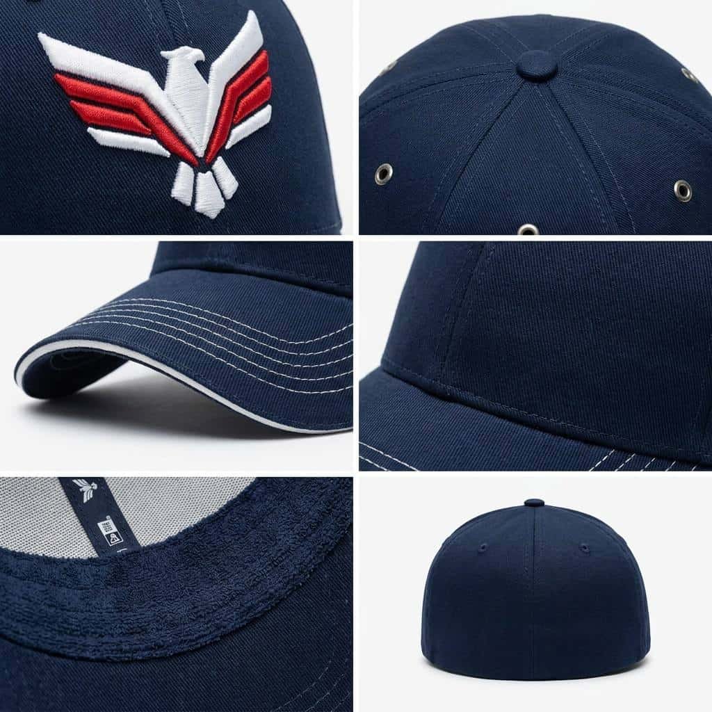Custom 6-Panel Baseball Cap—Structured Cotton Twill – Navy blue, firm cotton twill hat