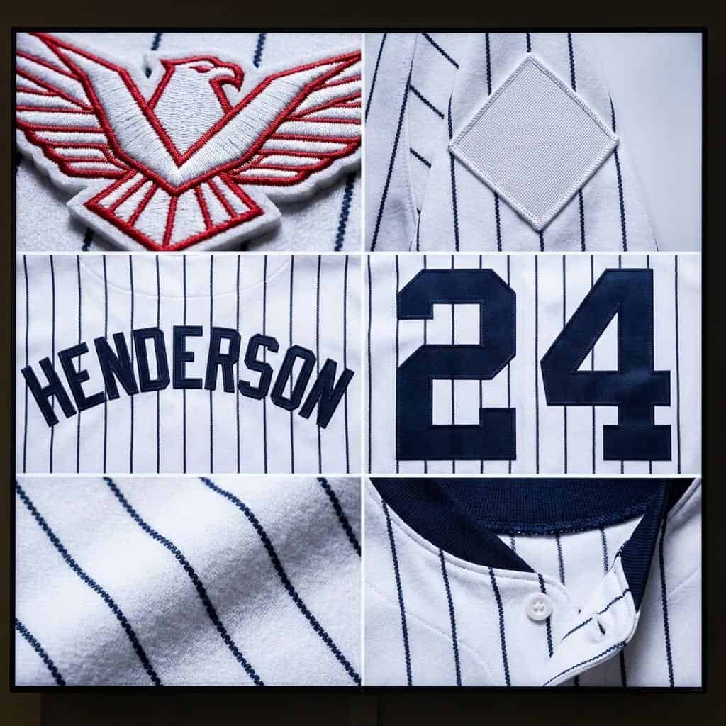 Custom Embroidered Baseball Jerseys —Classic Pinstripe – Full-button design with fine stripes