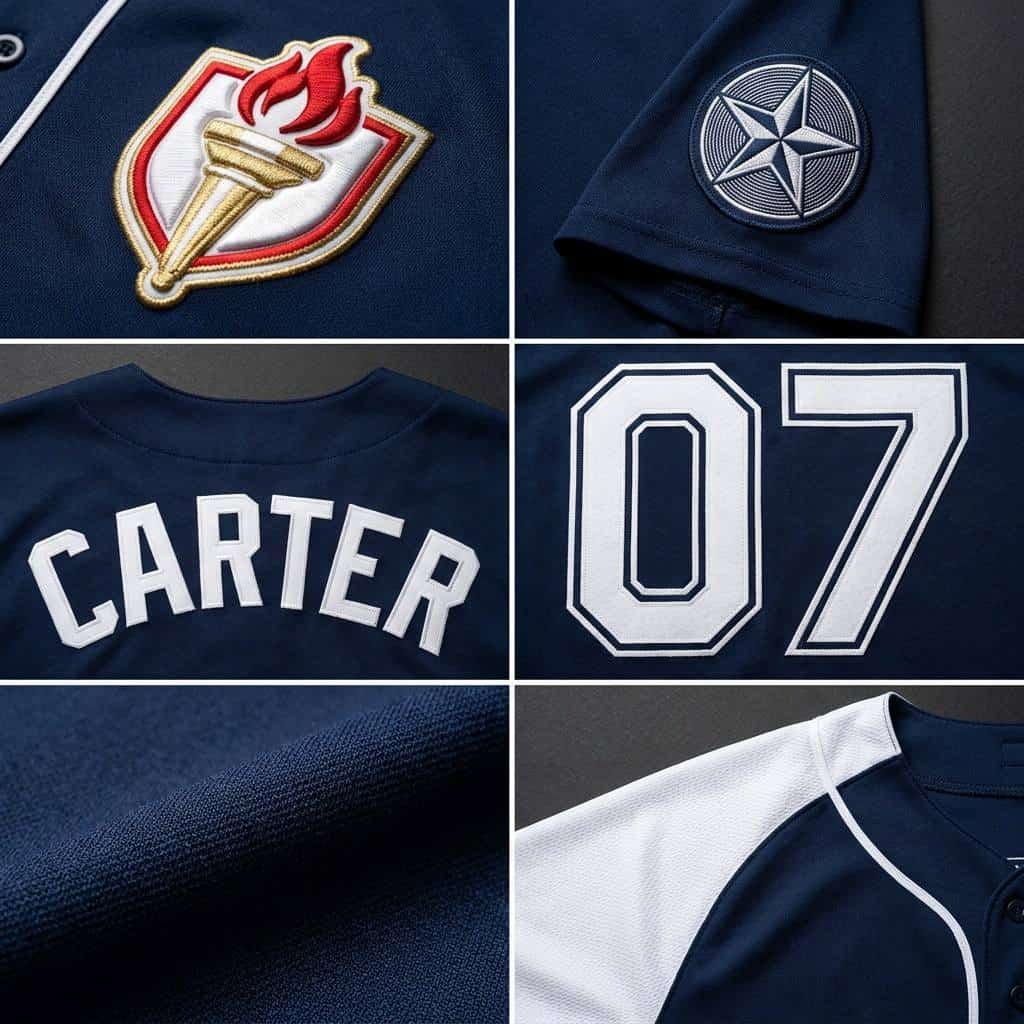 Custom Embroidered Baseball Jerseys —Premium Navy
