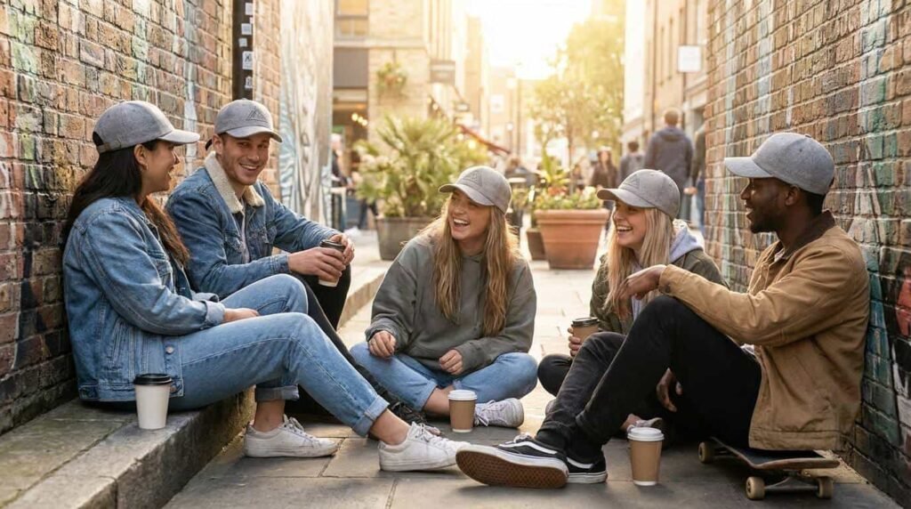 Custom Low Profile Baseball Cap —Lifestyle – Urban Streets