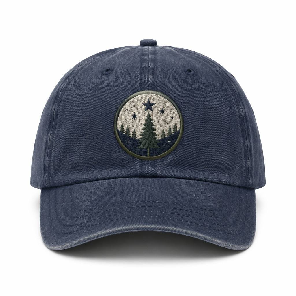 Dad Hats with Patch—Embroidered Patch—Slate Blue