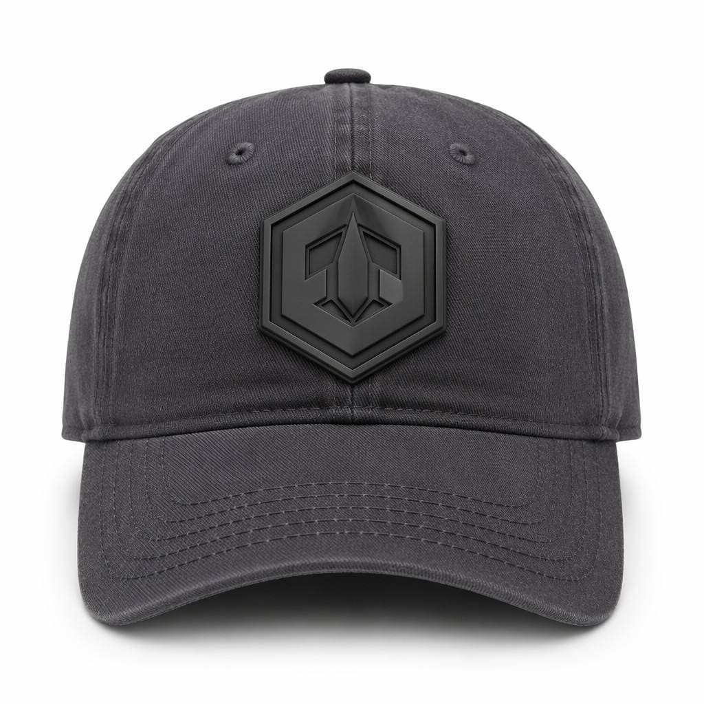 Dad Hats with Patch—Rubber PVC Patch—Charcoal Grey