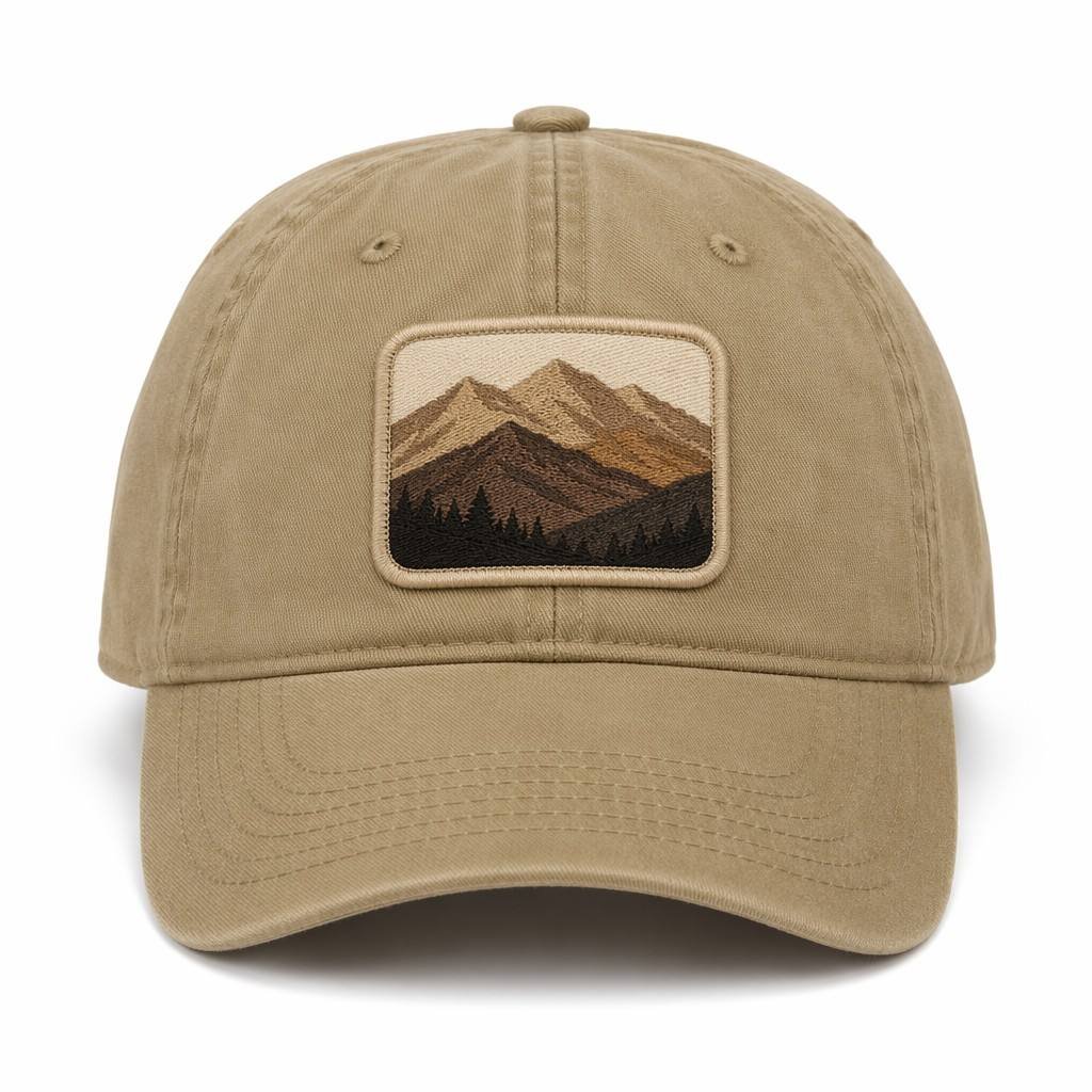 Dad Hats with Patch—Woven Patch—Khaki Brown
