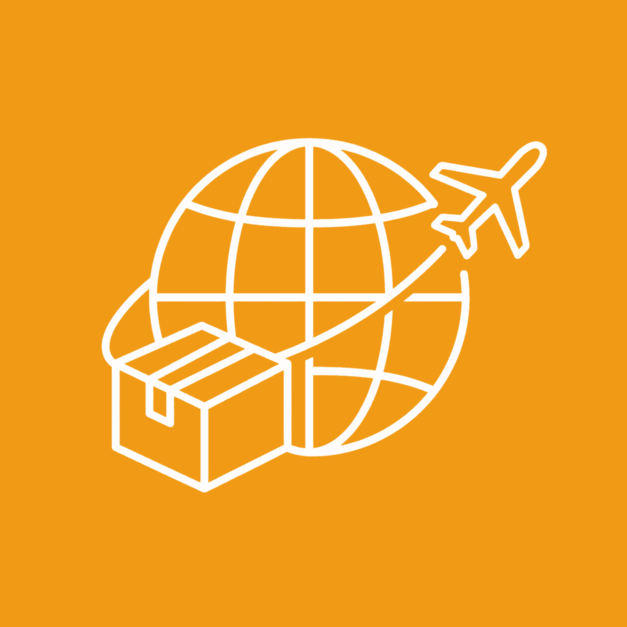 Global shipping icon featuring worldwide delivery and logistics for custom baseball uniforms, team apparel, and bulk orders from an international clothing manufacturer.