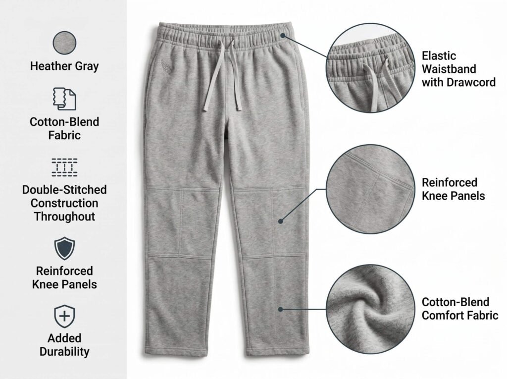 Practice Baseball Pants —Heather Gray Training Pants — Featuring a comfortable cotton blend, full double stitching, and reinforced knee protection.