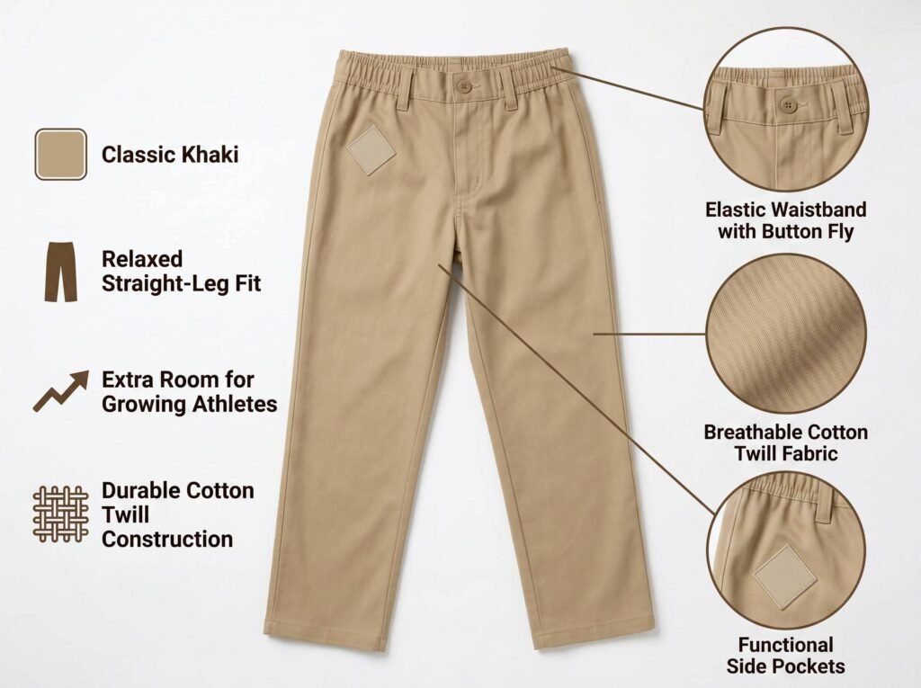 Youth Baseball Pants —Classic Khaki Baseball Pants — A relaxed straight-leg fit designed for growing players.