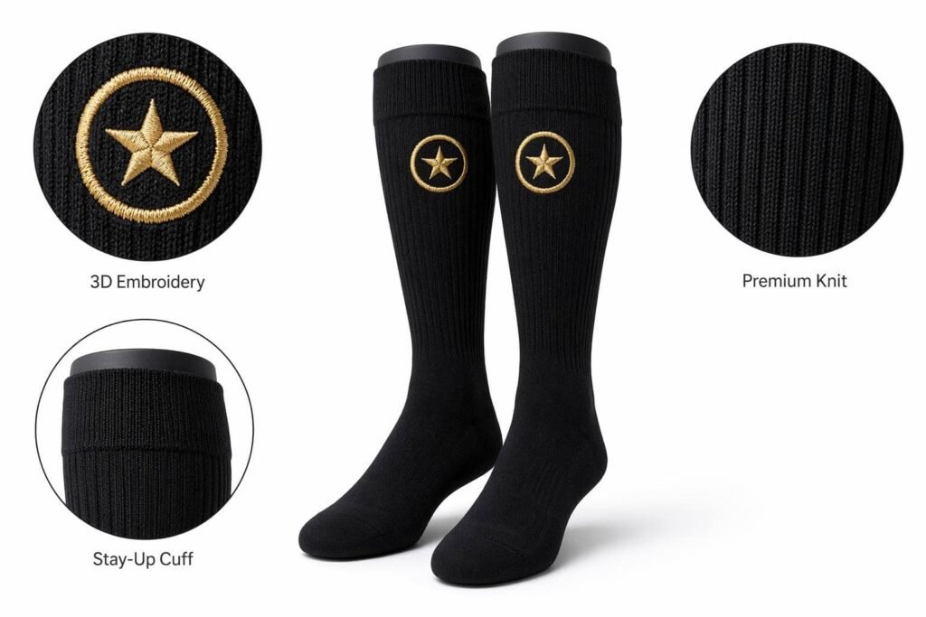 custom baseball socks —Custom Logo —Crest Logo