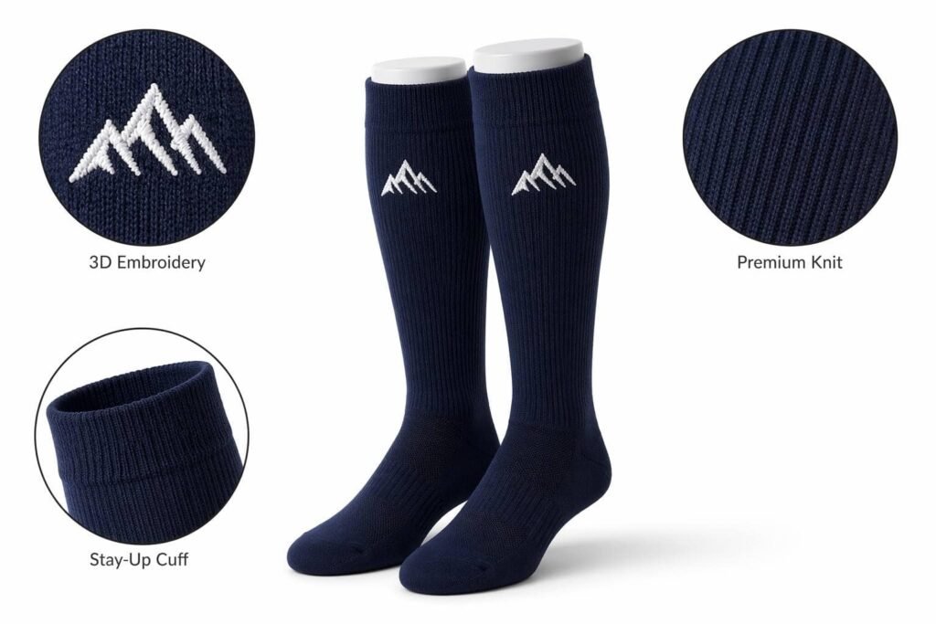 custom baseball socks —Custom Logo —Mountain Logo
