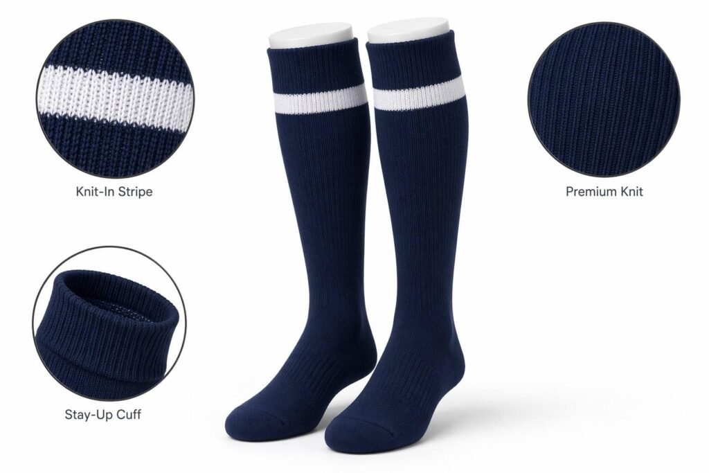 custom baseball socks —Custom Stripe Design —Navy Single Stripe
