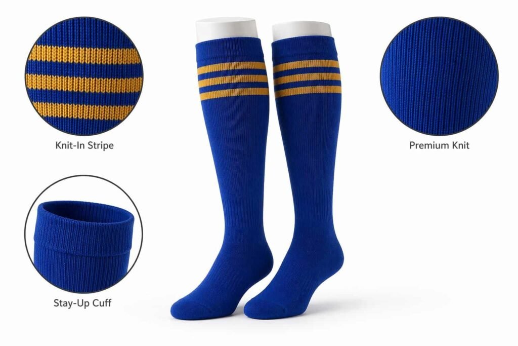 custom baseball socks —Custom Stripe Design —Royal Blue Triple Stripe