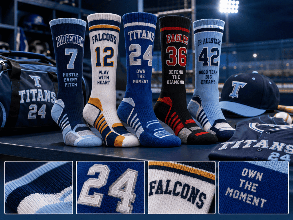 custom baseball socks —Player Number & Team Name