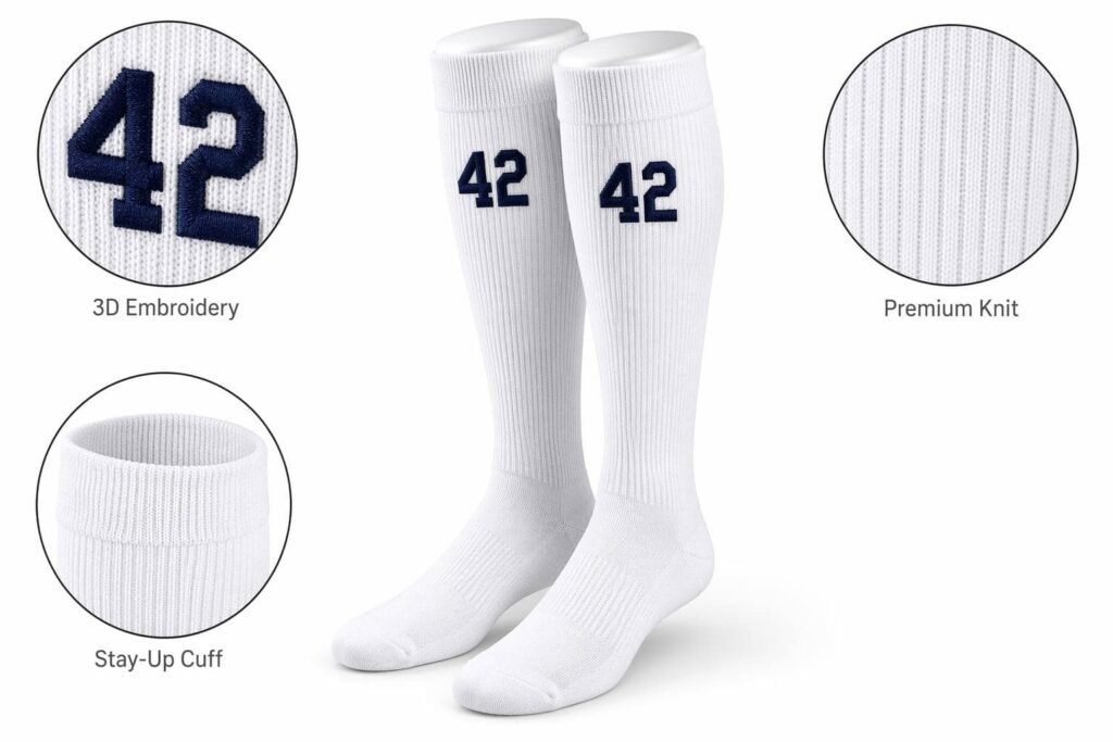 custom baseball socks —Player Number & Team Name —Navy Blue Player Number