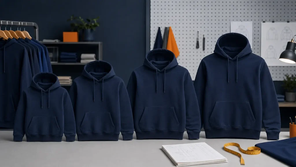 A bulk hoodie program needs one documented relationship between body size, finished-garment measurements and intended fit.