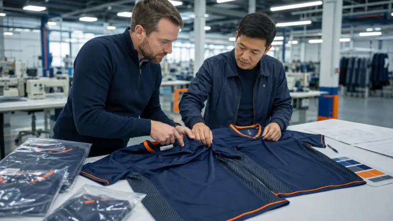 First production order and repeat teamwear order being compared against controlled records. Illustrative image—replace with verified JIUMU photography when available.