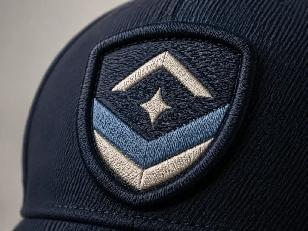 Raised satin and fill stitches create the classic embroidered patch texture.