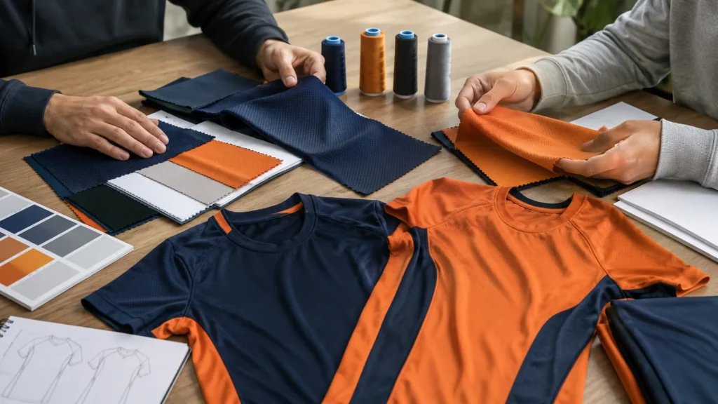 Illustrative fabric planning. Using one approved material across colors or products can simplify purchasing when technically suitable.