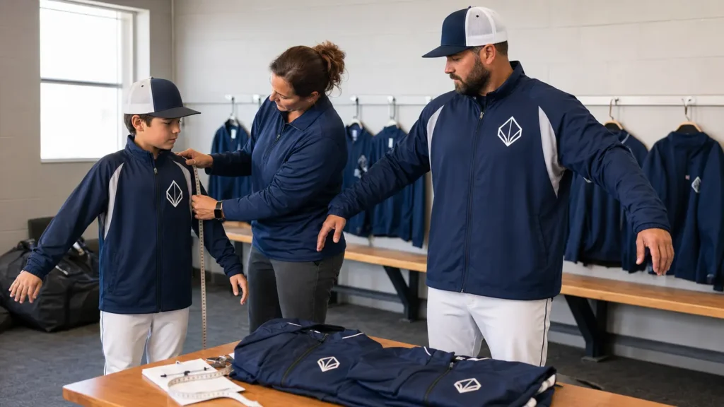 A size set lets buyers verify layering room and size transitions before personalization begins.