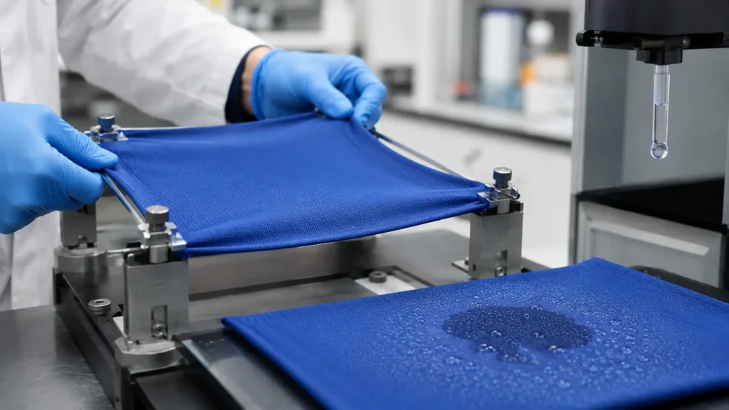 Laboratory evaluation of moisture movement and fabric stretch recovery