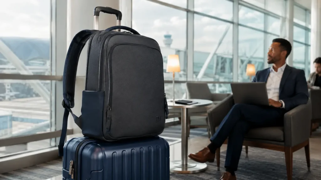 A practical two-day layout separates clothing, electronics, cables, and footwear.