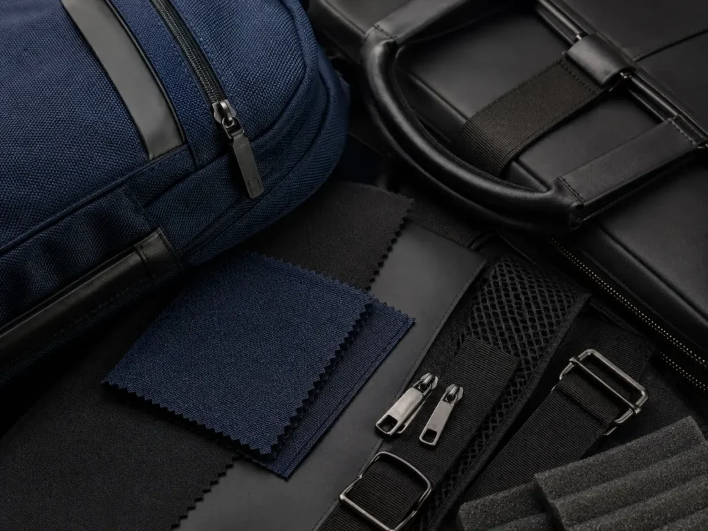 Professional bag materials, trims, zippers and foam