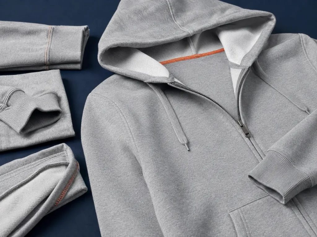 A pre-production sample should be checked at stress points, seams, rib, pockets, hood and zipper.