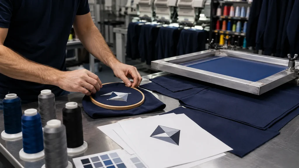 Illustrative decoration setup. Each logo method can introduce fixed preparation work and configuration-specific minimums.