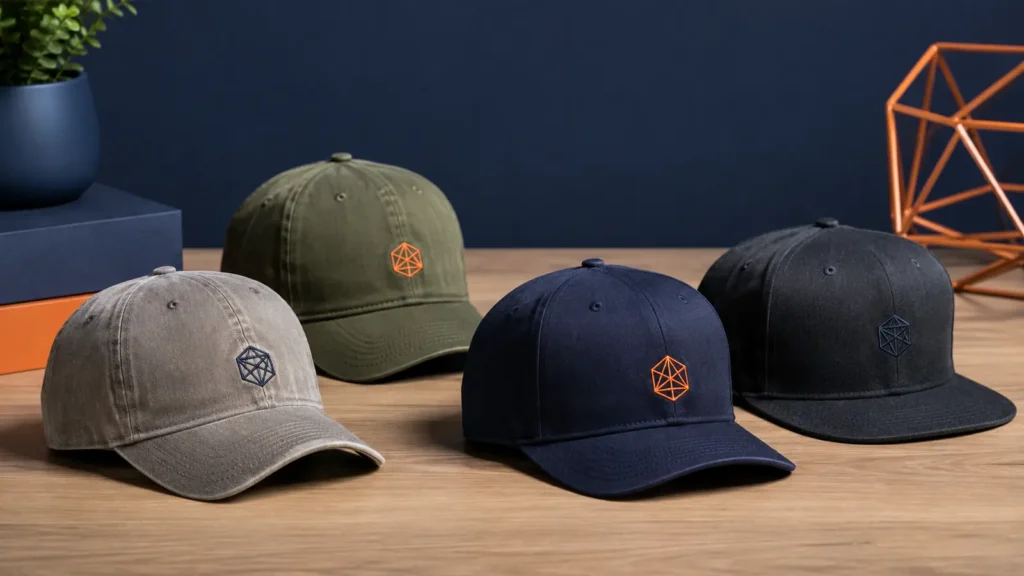 Specify crown profile, front support, visor curve, panel count, and closure independently.