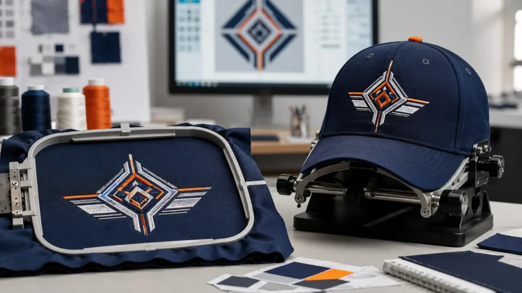 Flat-hoop embroidery and cap-frame embroidery require different digitizing