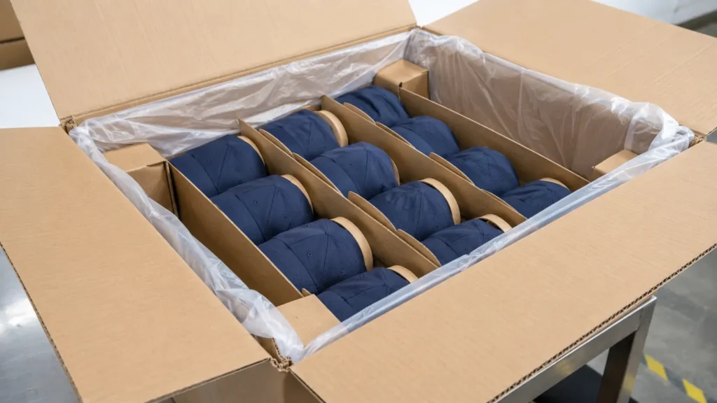 The carton count and internal support should prevent compression and uncontrolled movement.