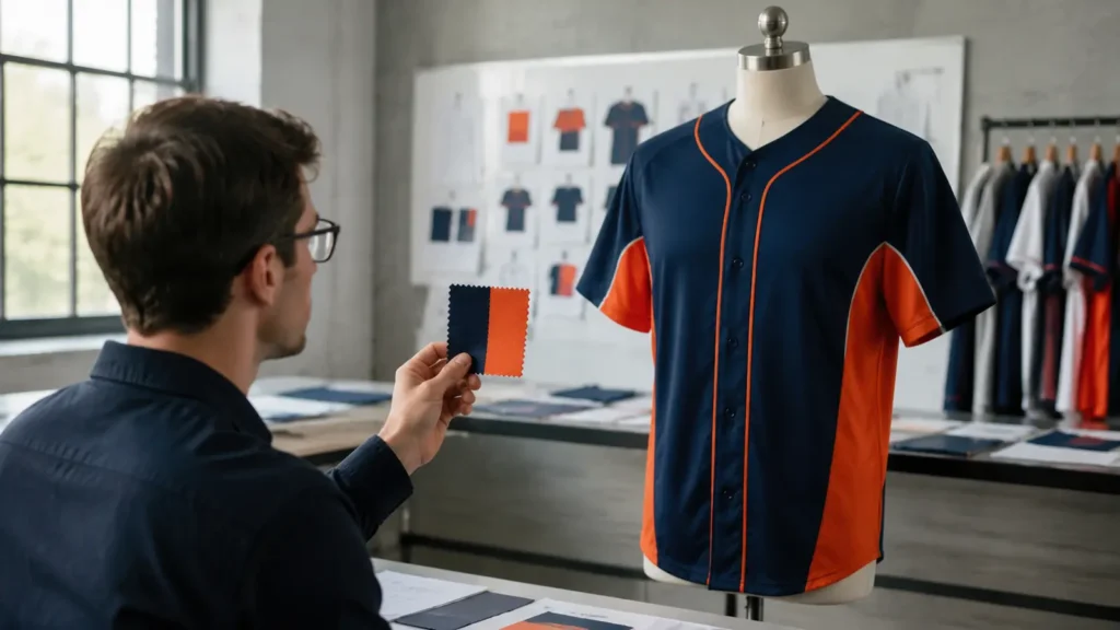 A full garment adds area, seams, curves, adjacent colors, and normal viewing distance to the color decision.
