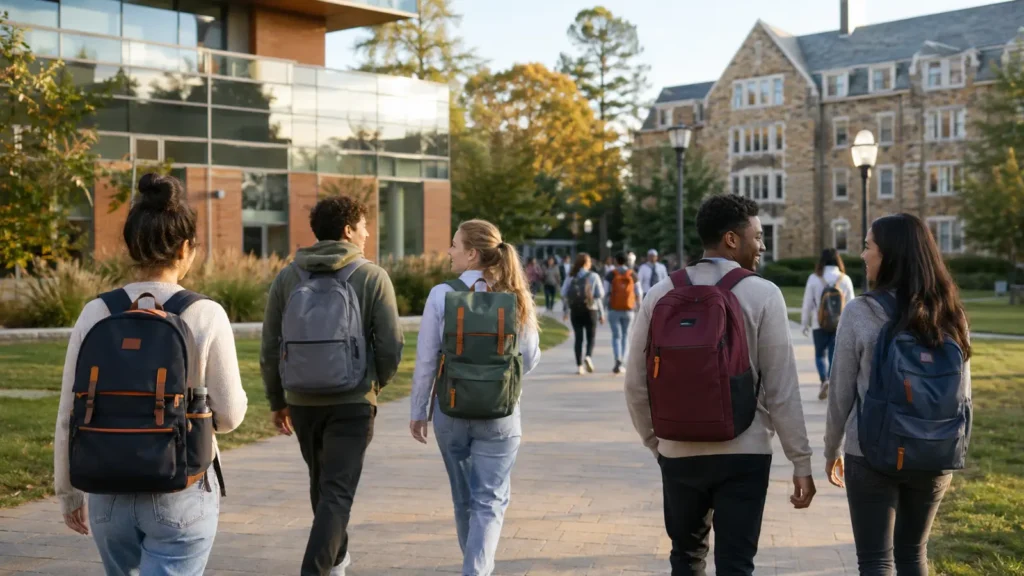 A coordinated backpack range can support campus retail, orientation, clubs, athletics, and private-label programs.