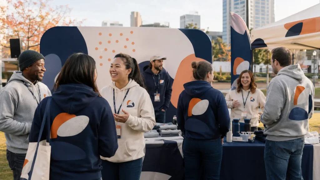 Event hoodies should make staff recognizable while remaining useful after the event.