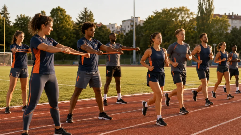 One club identity can cover specialized training and running garments.