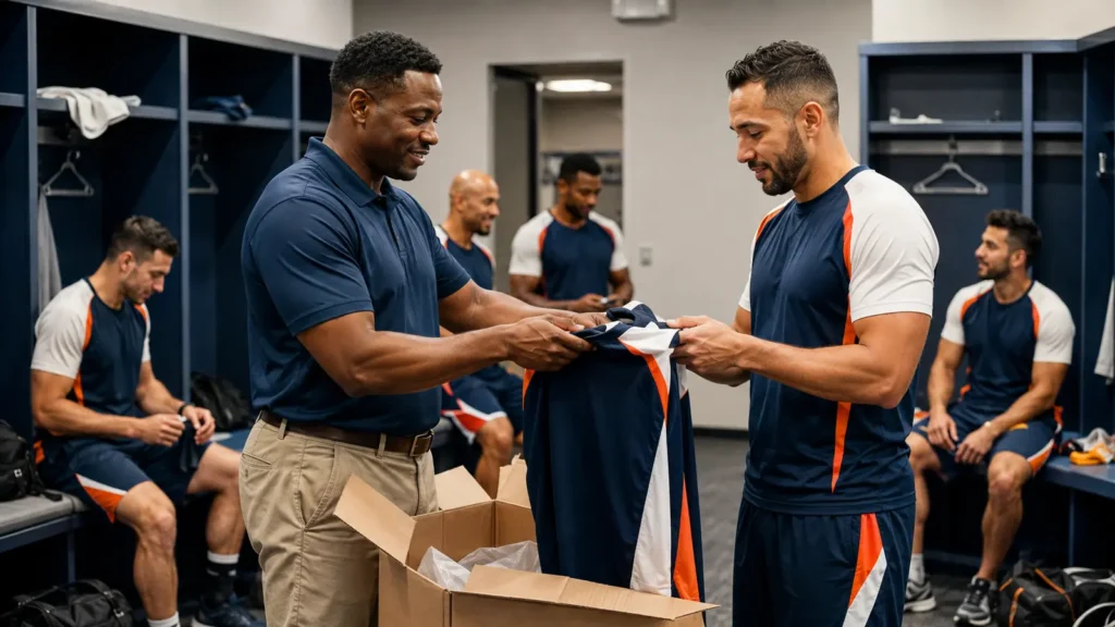 A planned replenishment process gets the correct jersey to the player without losing control of the approved team specification.