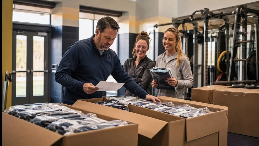 The schedule succeeds when uniforms arrive early enough to count, distribute and resolve issues before first use.