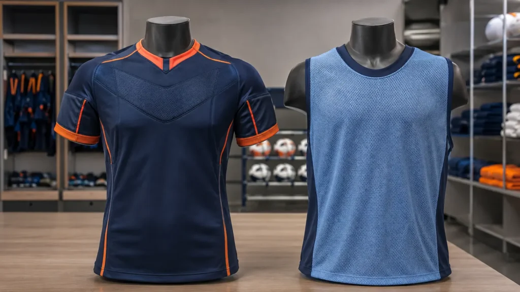 Heavy-duty game jersey beside lightweight mesh training jersey