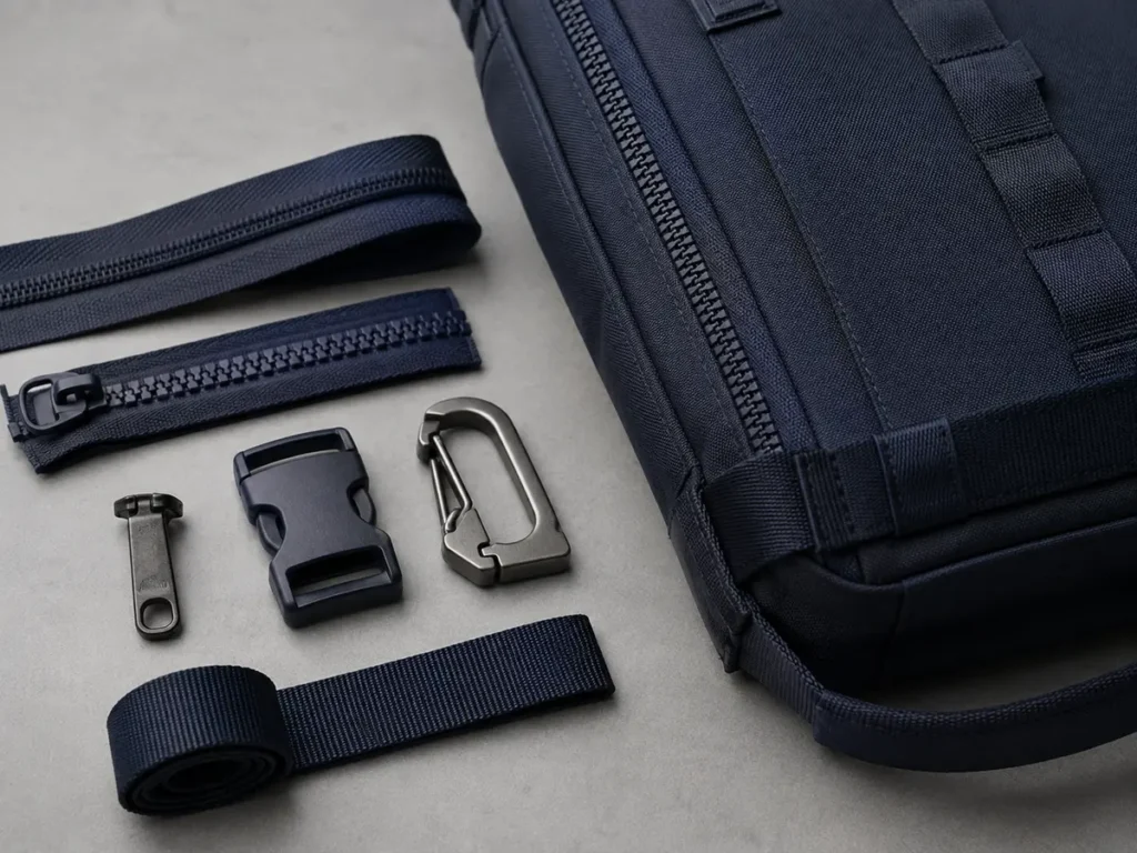 Stock components usually offer a different cost, MOQ and lead-time profile from custom-colored or custom-molded hardware.