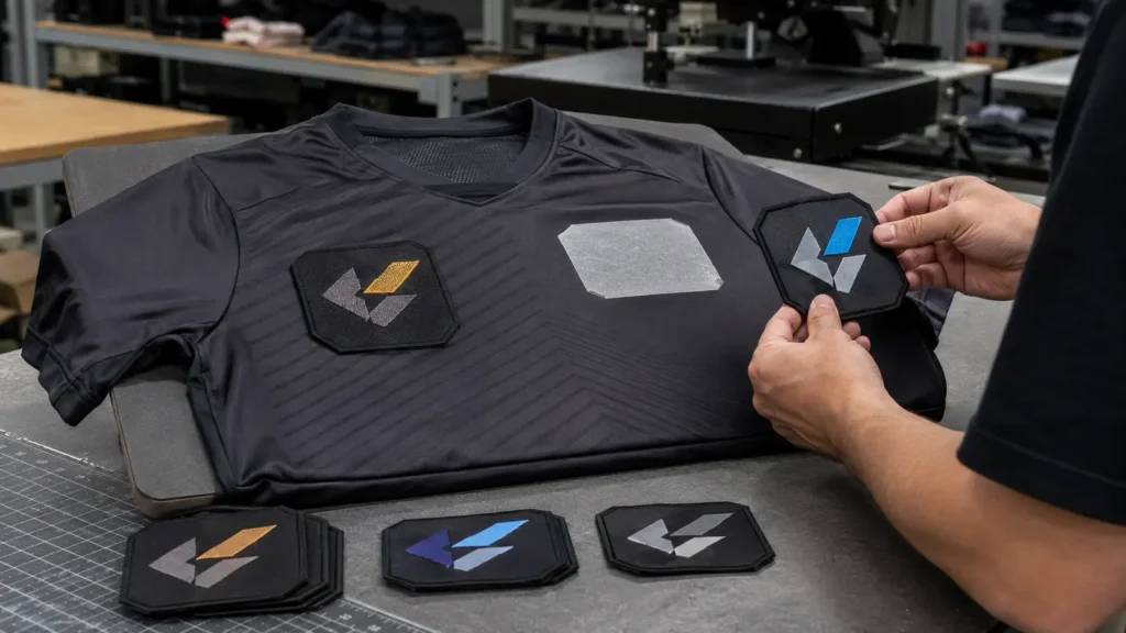 A modular patch can simplify future change, but removal and reattachment must be tested on the actual jersey.