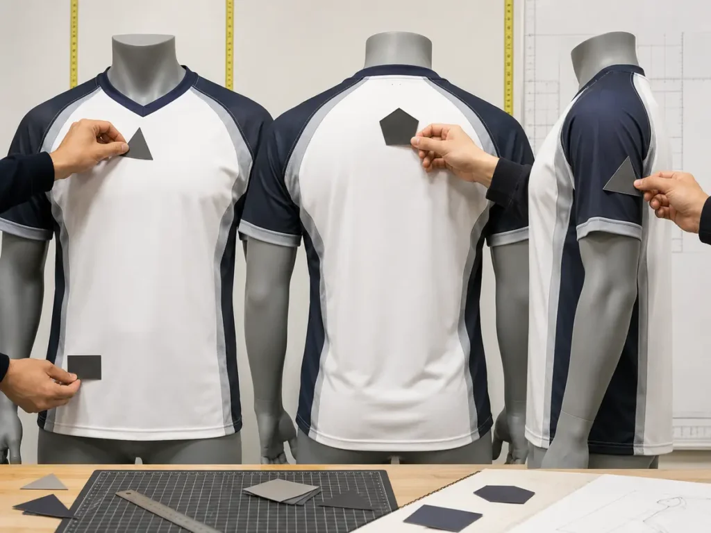 Each proposed position needs a rule check and a garment-specific safe-zone check.