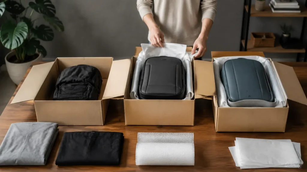 Soft, padded and structured backpacks should not automatically use the same folding and nesting method.