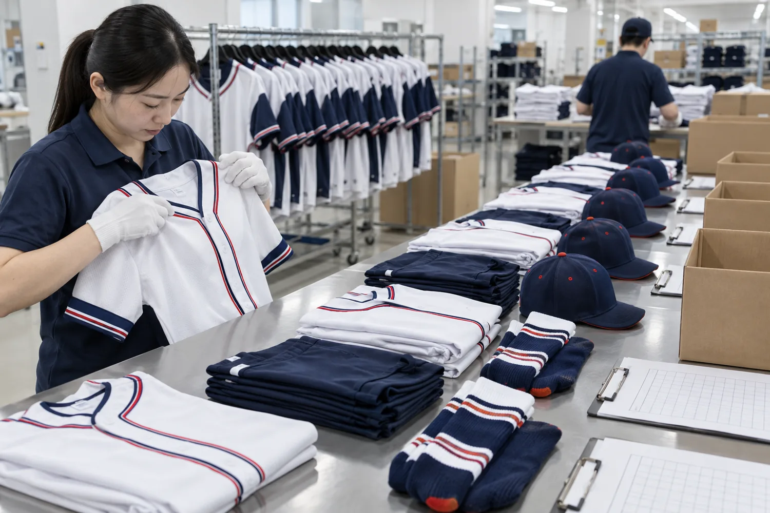 Illustrative inspection and packing workflow. It does not represent a specific customer order.