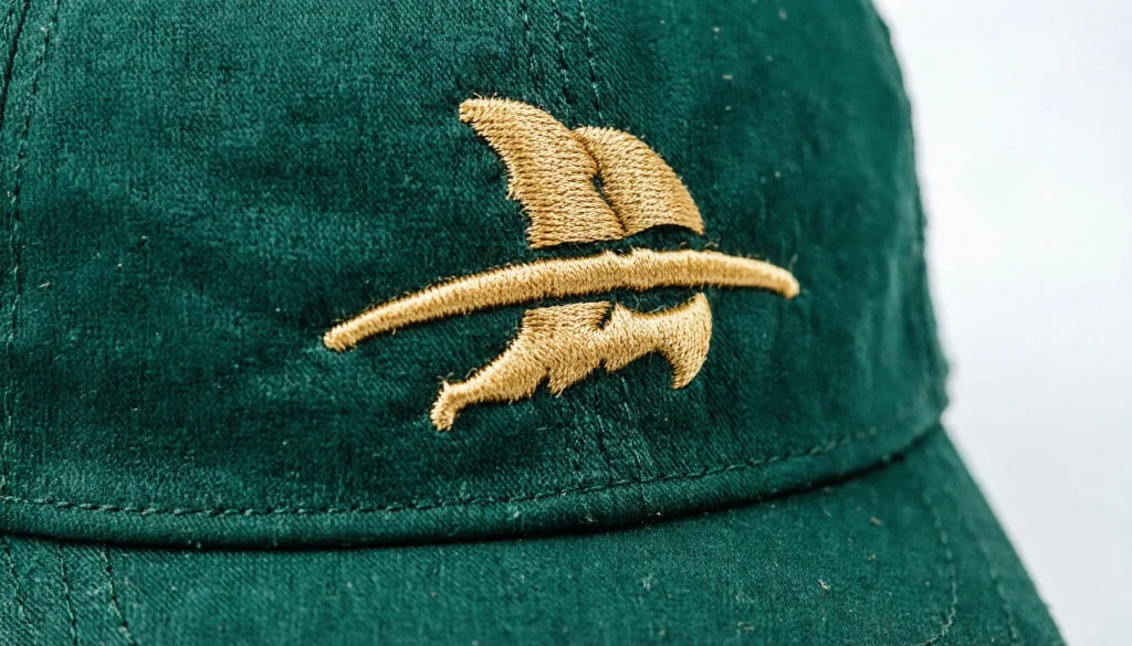 embroidered logo green cap detail