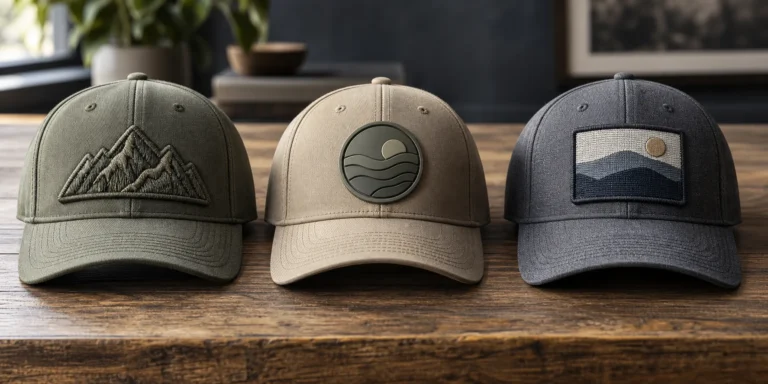 Embroidery, PVC and woven patch decoration comparison on custom hats