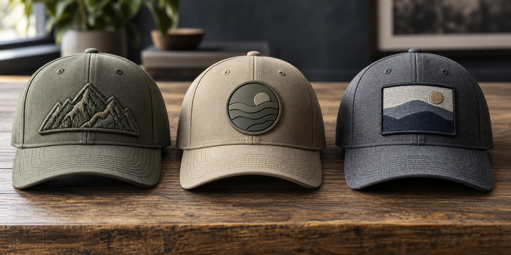Embroidery, PVC and woven patch decoration comparison on custom hats