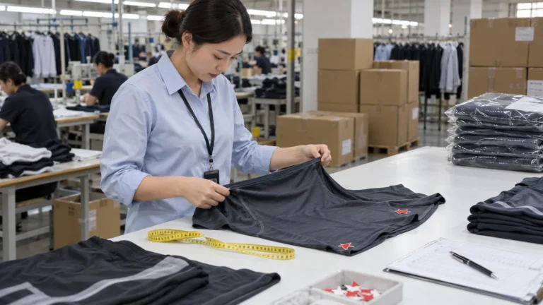 Custom apparel factory inspection with garment, specification and quality checks