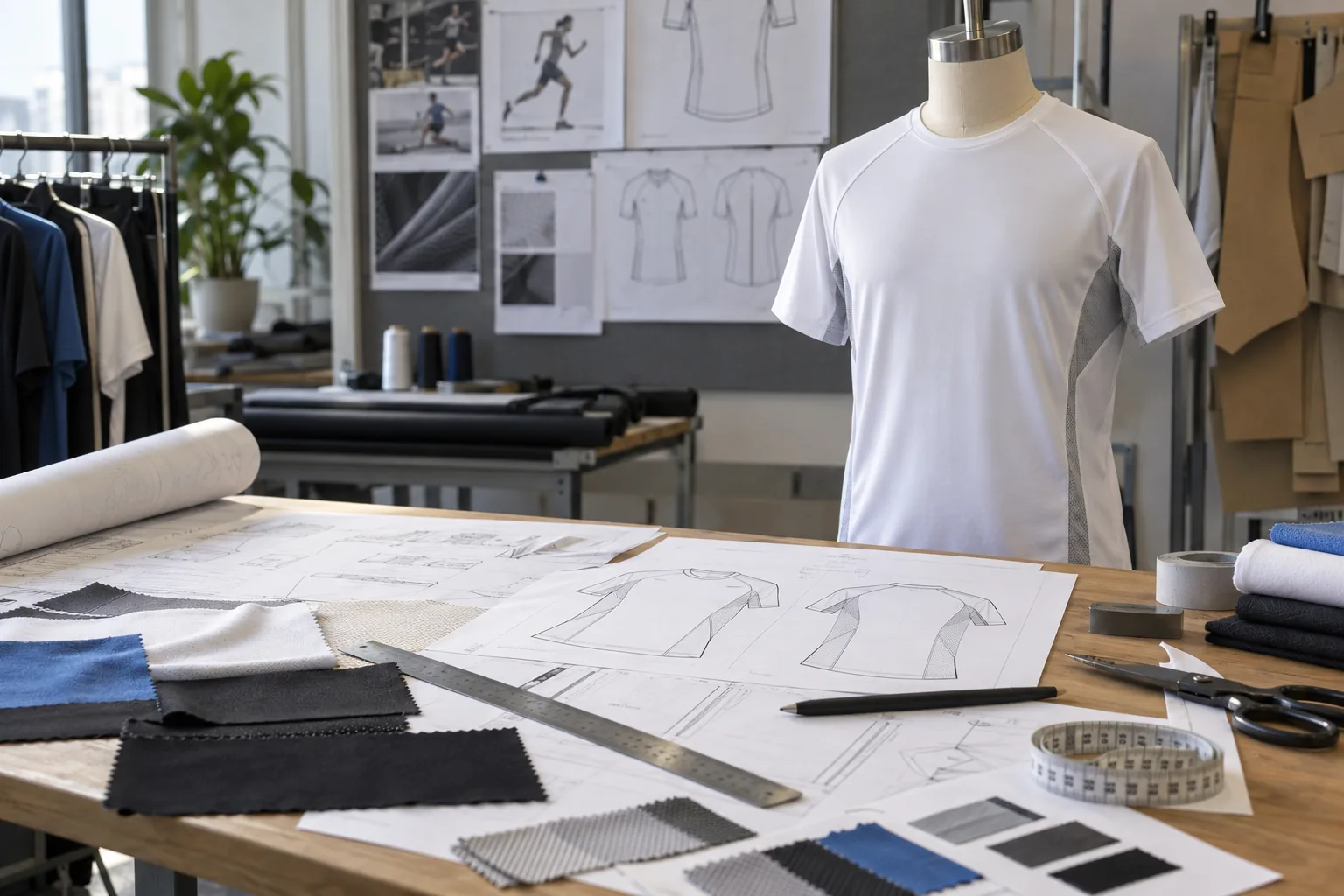 OEM sportswear development with patterns, technical drawings and fabric testing